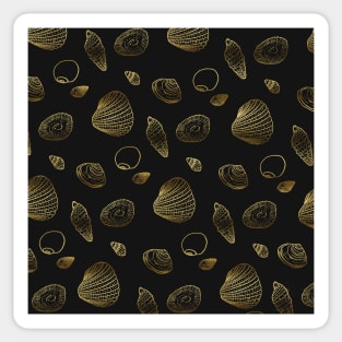 Stylish Black Gold Seashells Pattern Sticker